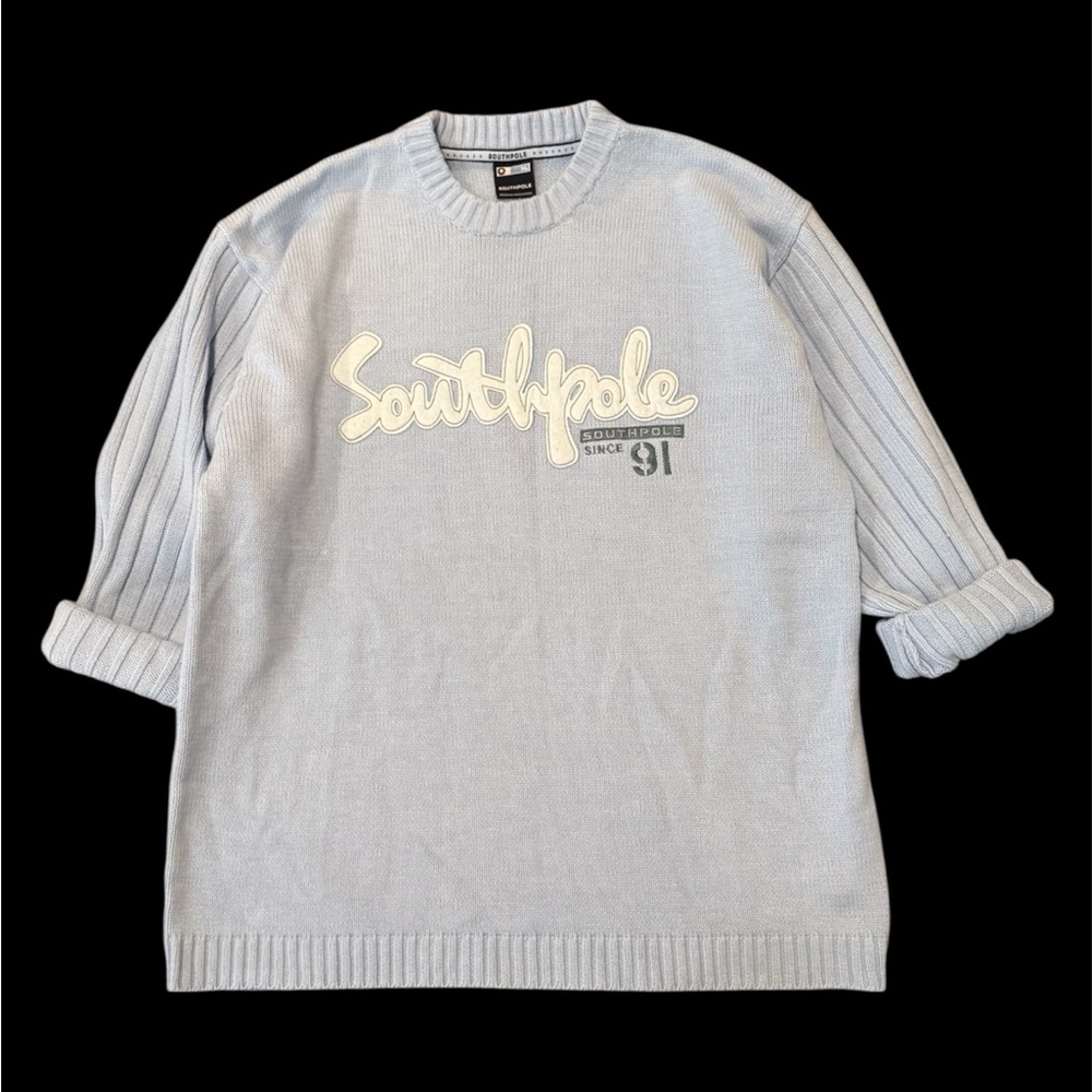 Y2K South Pole blue rolled sweater